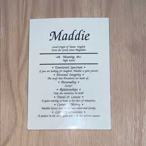 Maddie Name Meaning Plaque